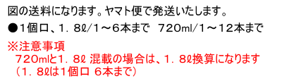 図の送料になります。ヤマト便で発送いたします。●１個口、１８Ｌ/１～６本まで ７２０ml/１～１２本まで